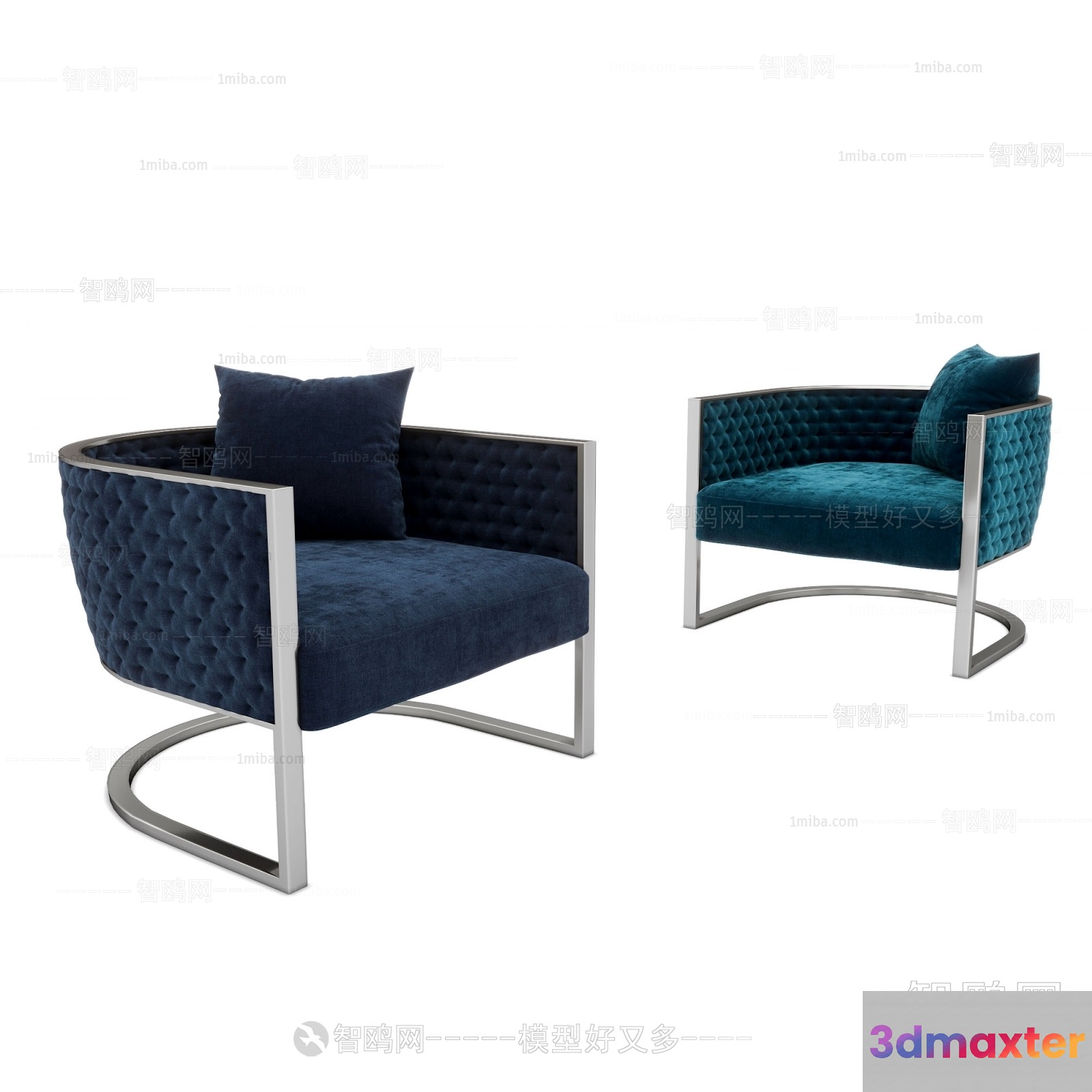 Modern Velvet Armchair 3D Model - 1552 - VRAY Render
