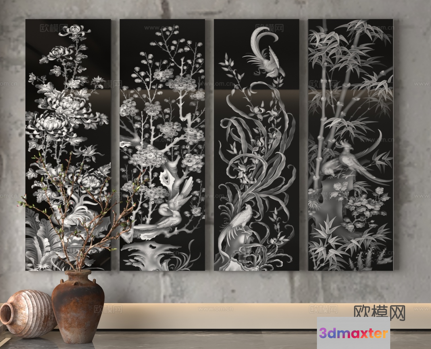 Artwork With Asian-Inspired Designs 3D Model - 13334 - VRAY Render