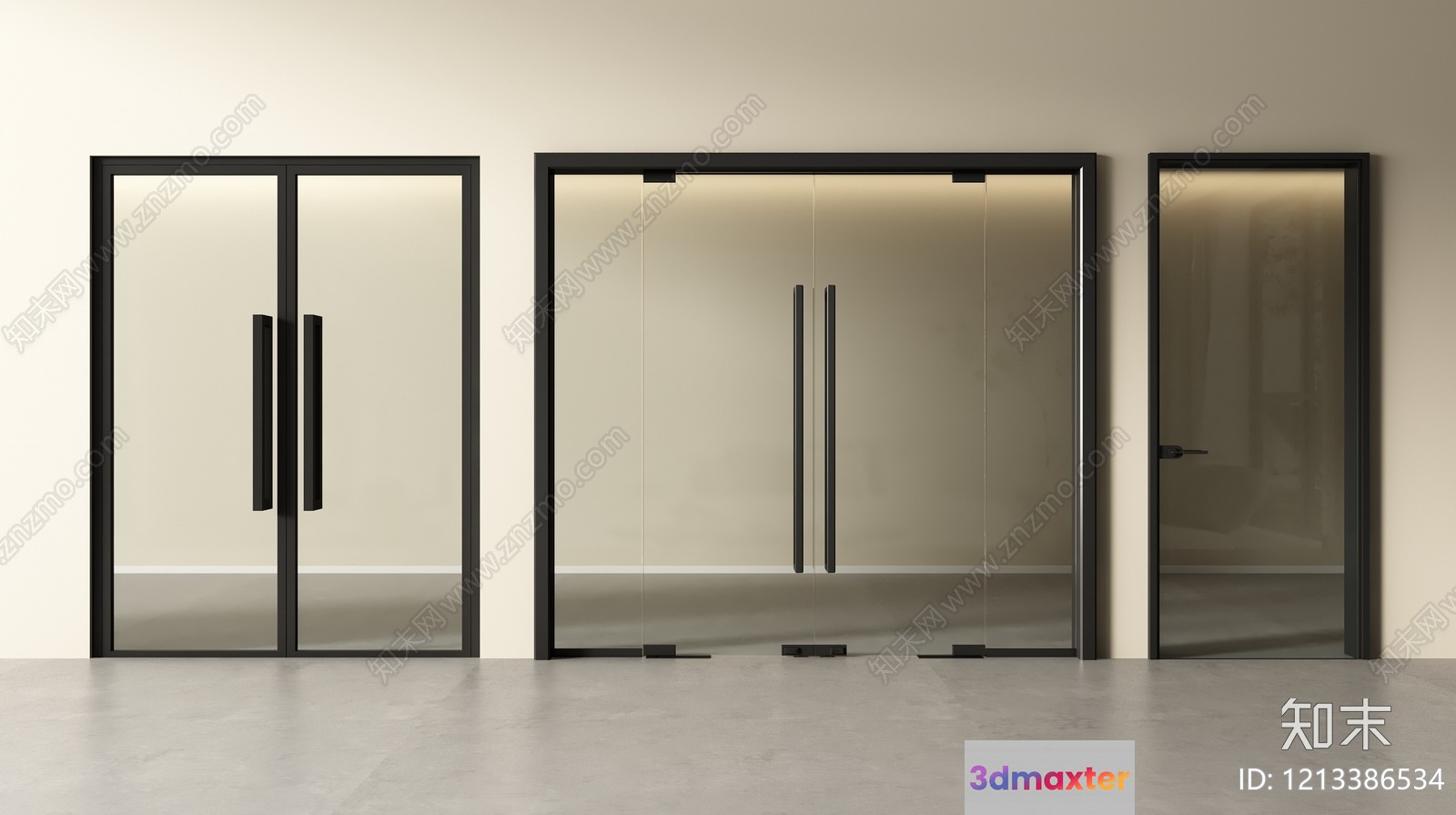 Modern Glass Doors 3D Model - 7229 - VRAY Render