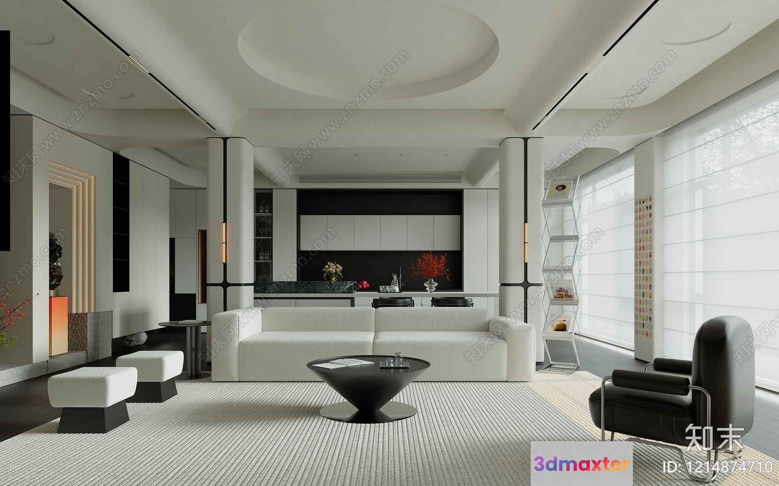 Modern Living Room 3D Model - 23166 - VRAY Render
