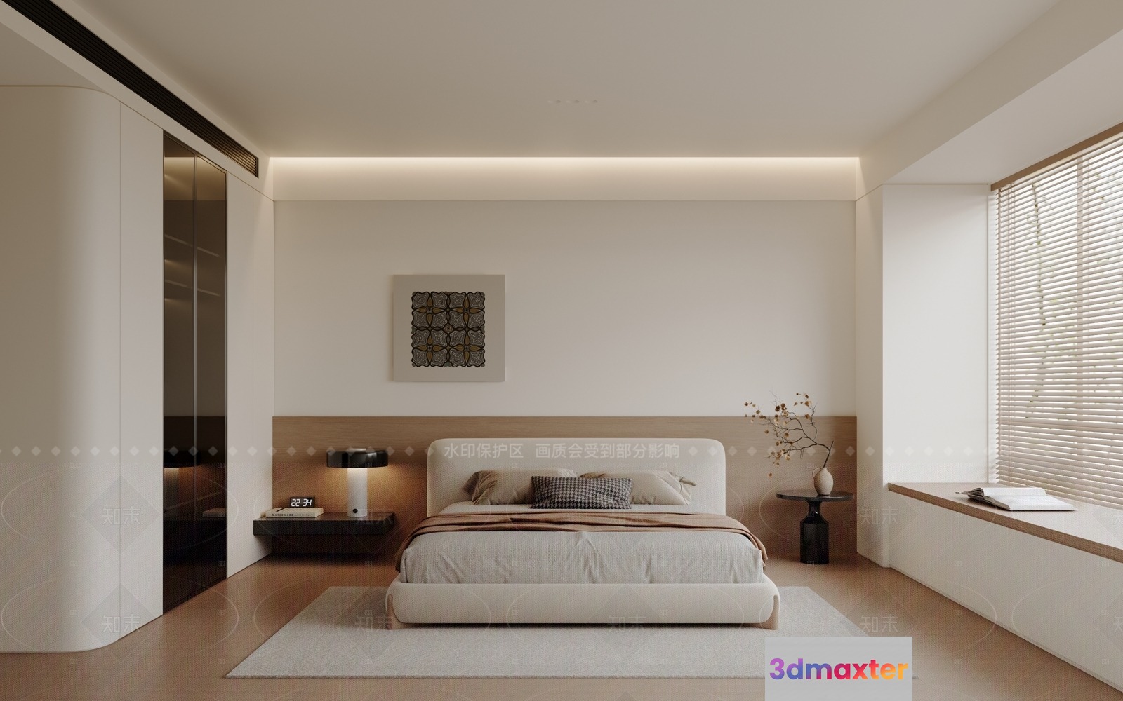 Modern Minimalist Bedroom 3D Model - 21997 - VRAY Render