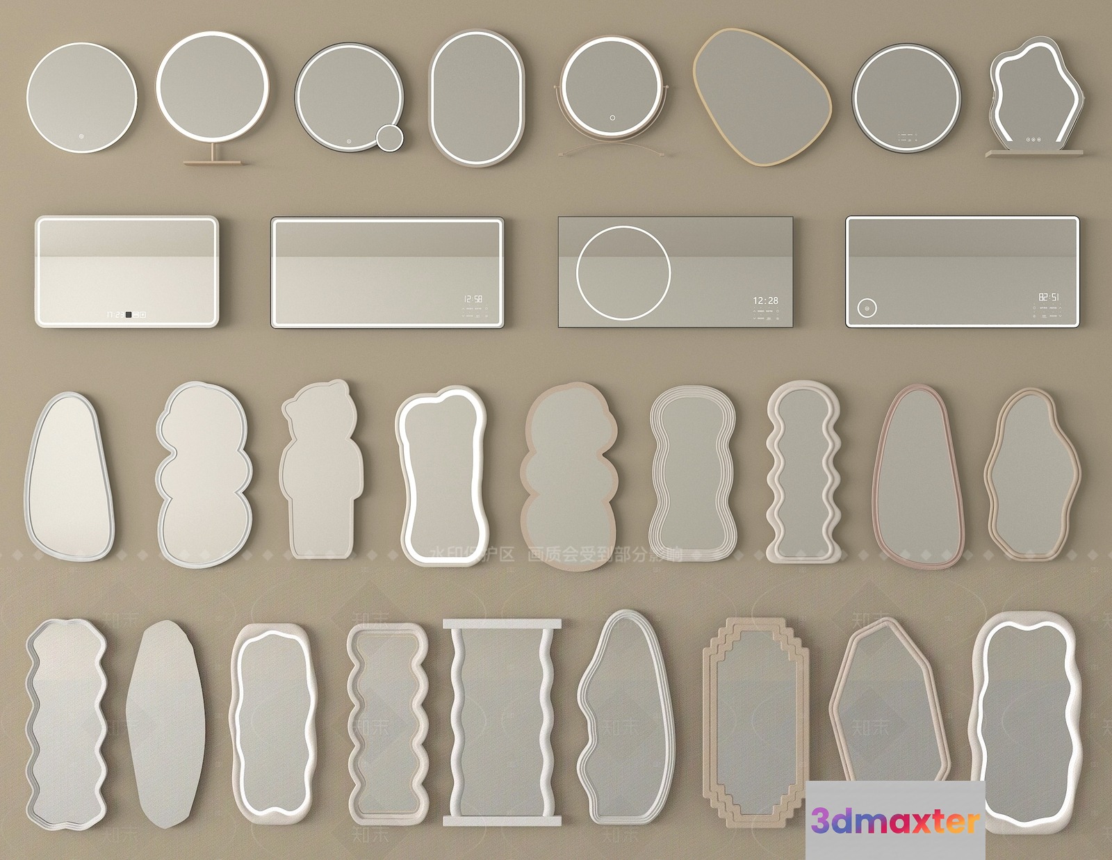 Modern Bathroom Mirrors 3D Model - 16412 - VRAY Render