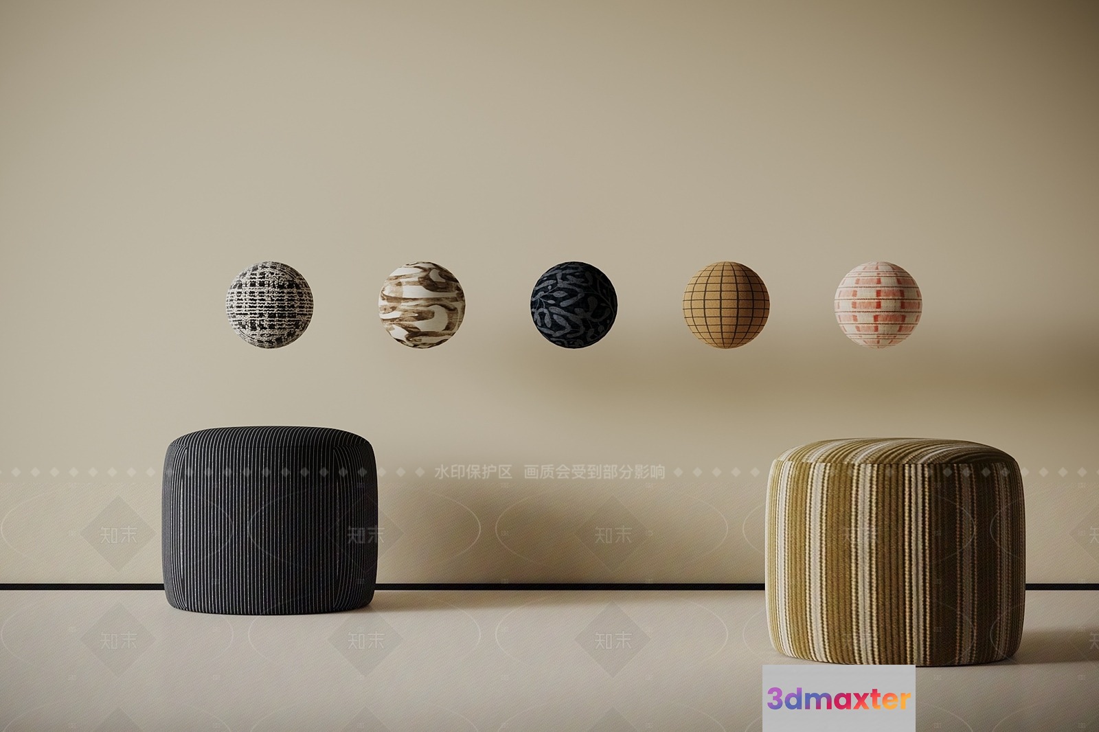 Modern Ottoman Set 3D Model - 1335 - VRAY Render