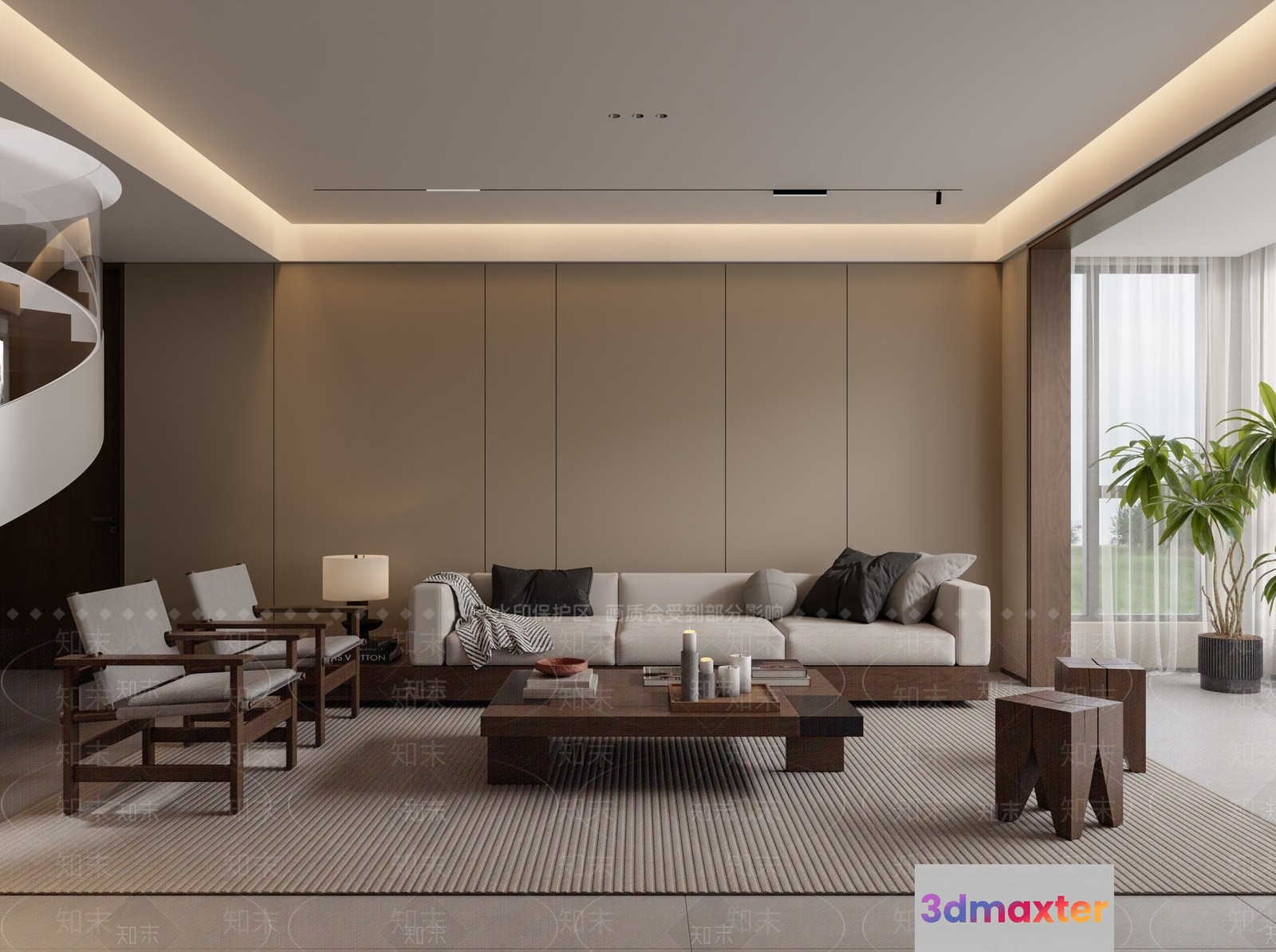Modern Living Room 3D Model - 16404 - VRAY Render