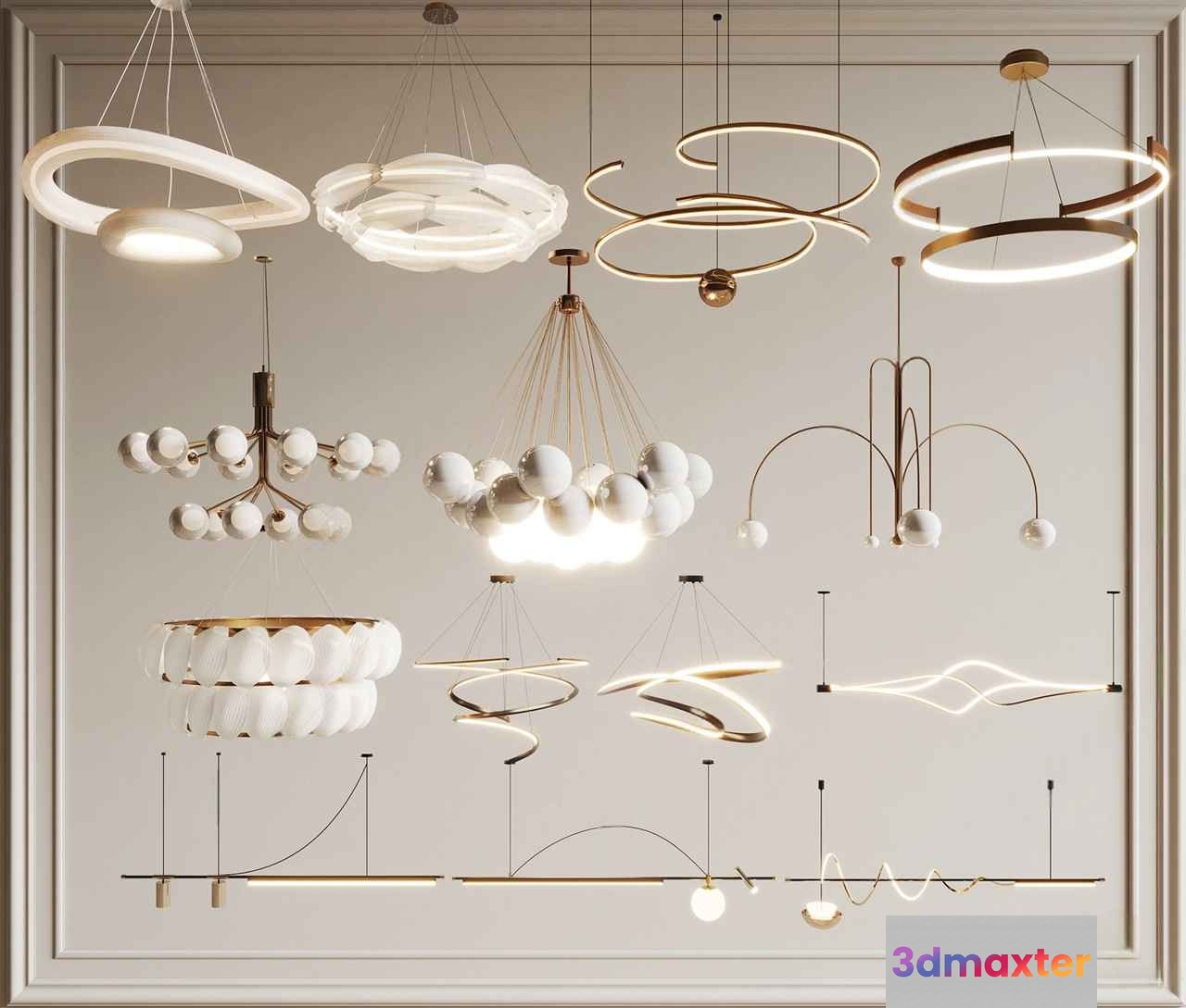 Gold Light Fixtures 3D Model - 7451 - VRAY Render