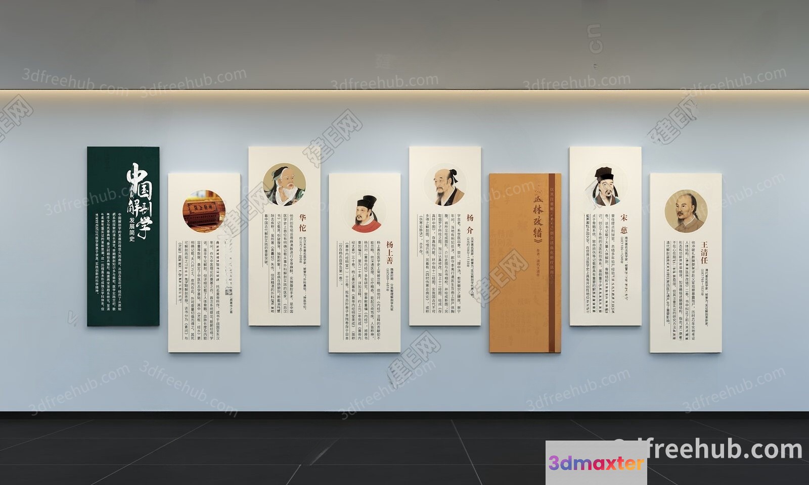A Collection Of Posters With Chinese Writing And Images Of People 3D Model - 19332 - VRAY Render