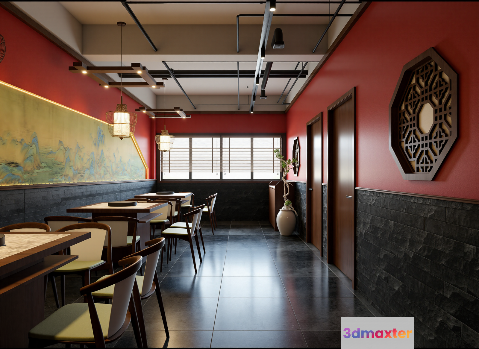 Modern Asian Restaurant 3D Model - 21907 - VRAY Render