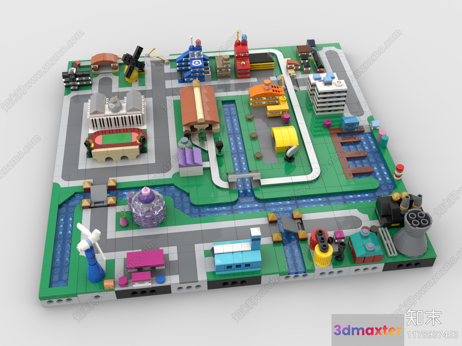 A Colorful Lego Cityscape 3D Model - 8789 - VRAY Render