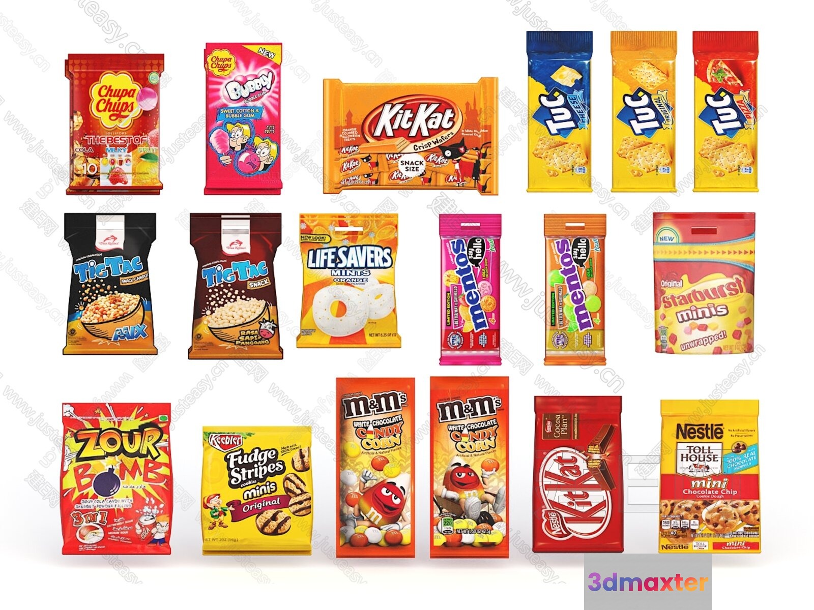 A Collection Of Snack Bags 3D Model - 15453 - VRAY Render