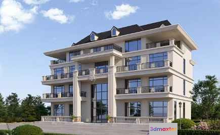 A Large White Building 3D Model - 10670 - CORONA Render