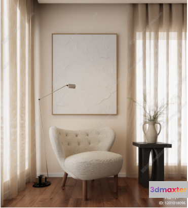 Cozy Modern Living Room 3D Model - 8512 - VRAY Render