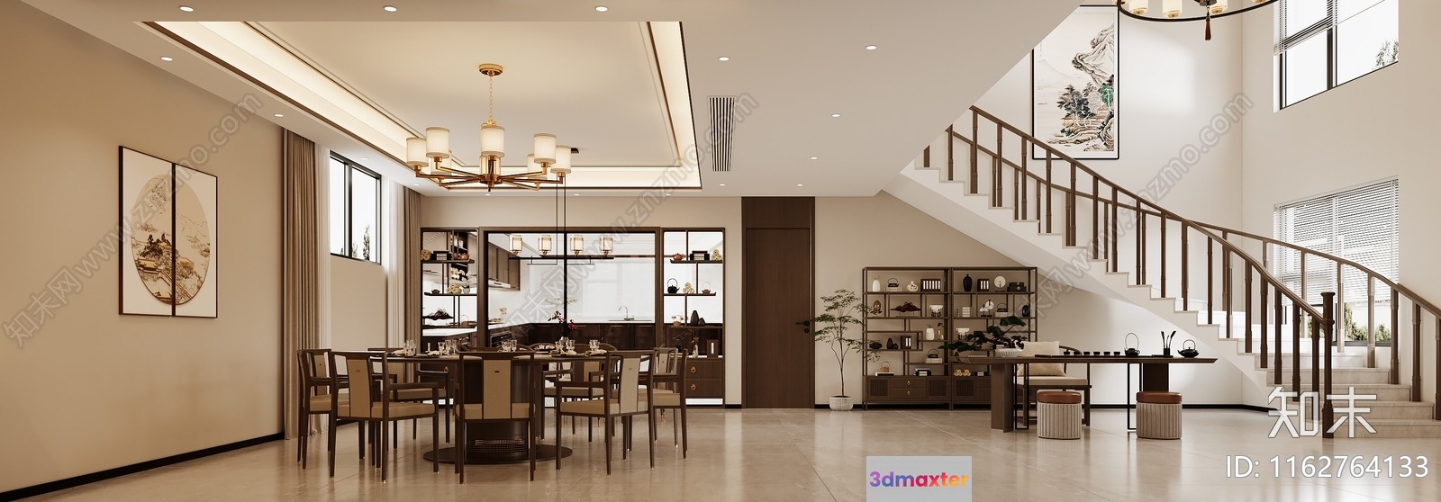Modern Dining Room 3D Model - 124 - VRAY Render