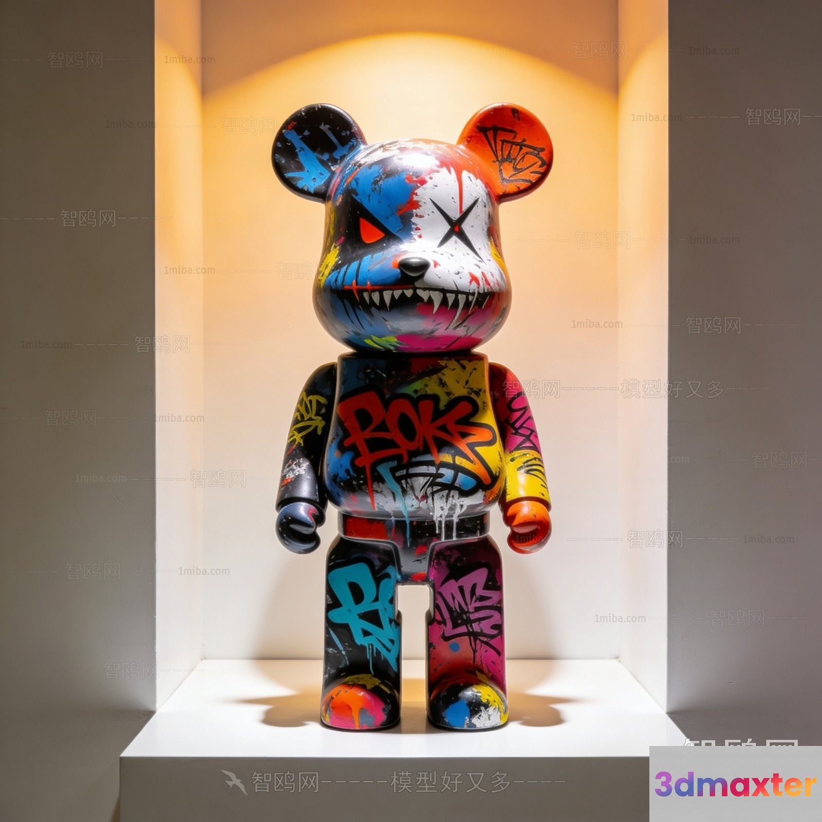 A Colorful Bear Statue 3D Model - 6186 - VRAY Render