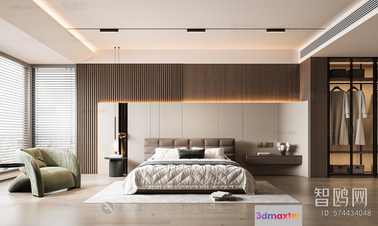 Modern Bedroom Decor 3D Model - 984 - VRAY Render