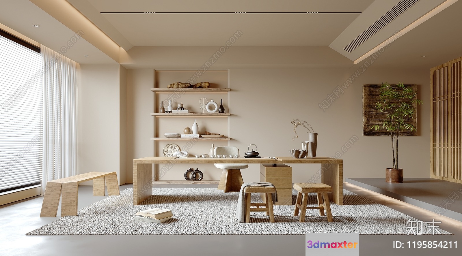 Modern Minimalist Dining Area 3D Model - 10452 - CORONA Render