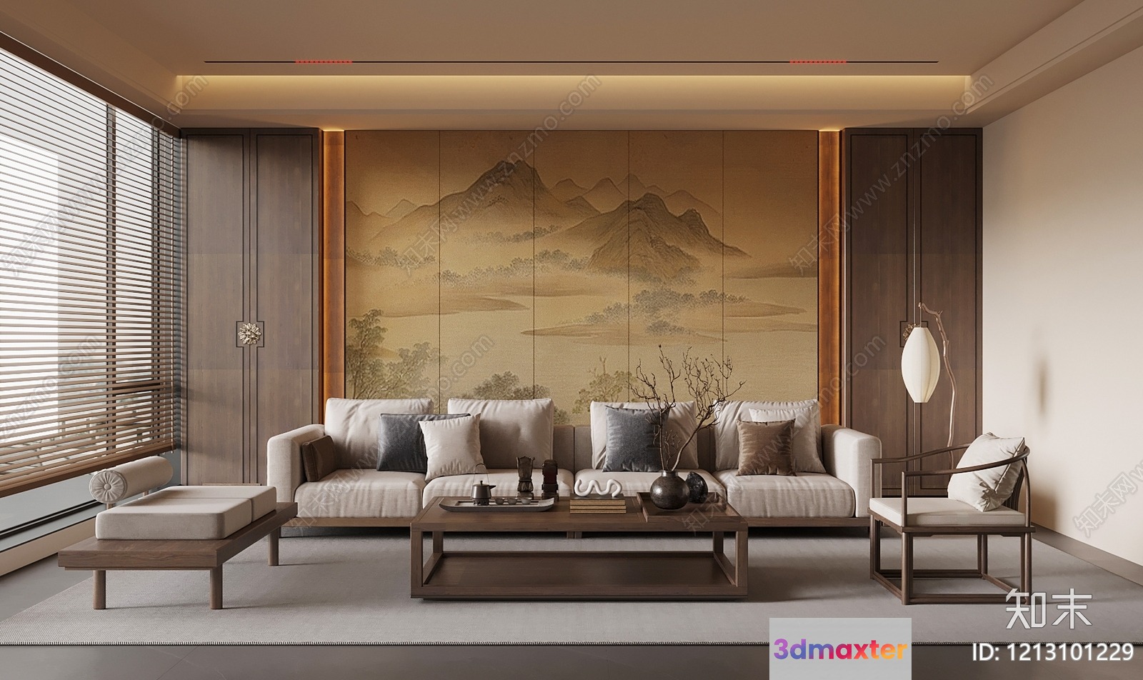 Modern Living Room 3D Model - 7169 - VRAY Render