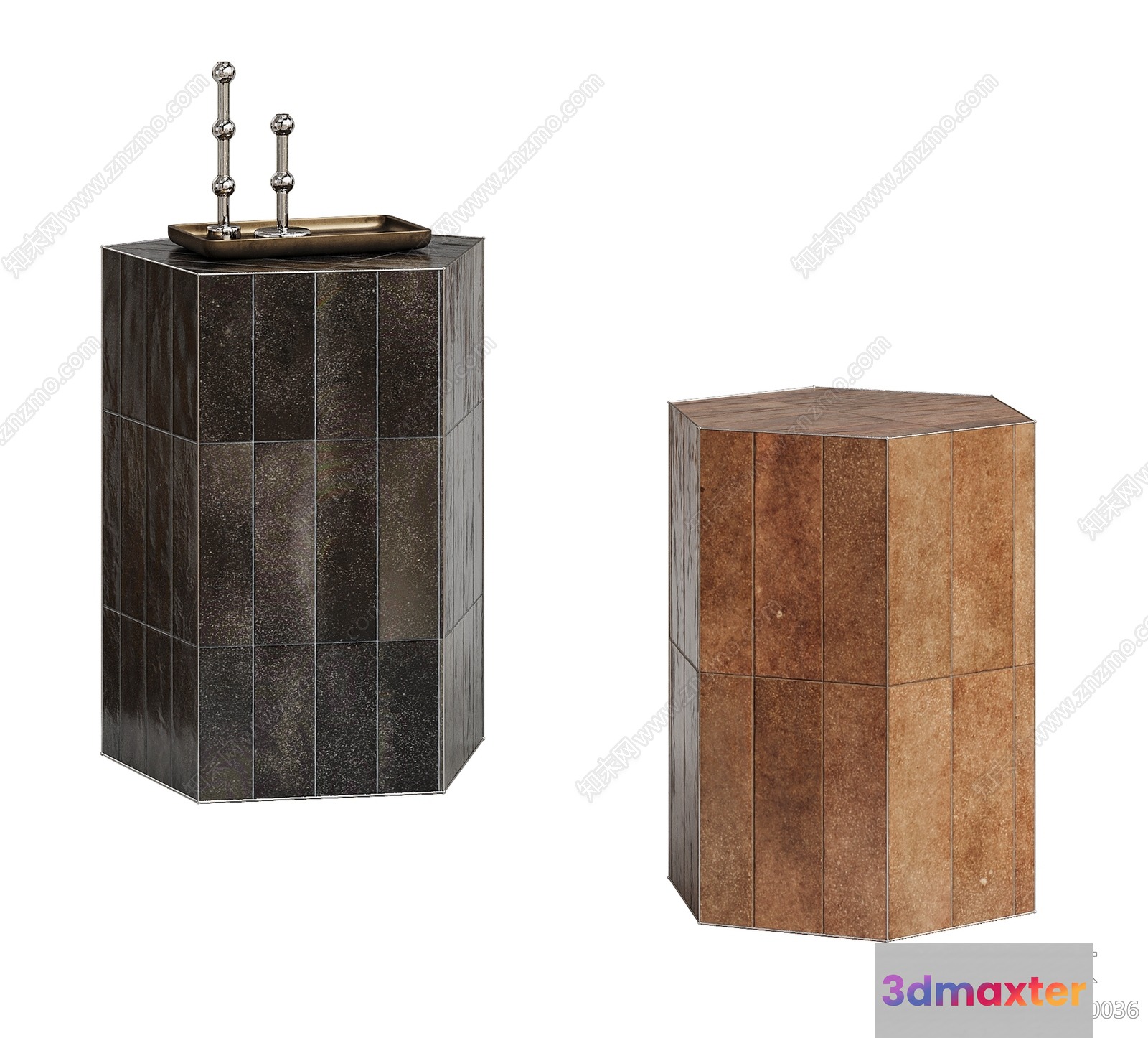 Modern Tile Pedestals 3D Model - 8900 - VRAY Render