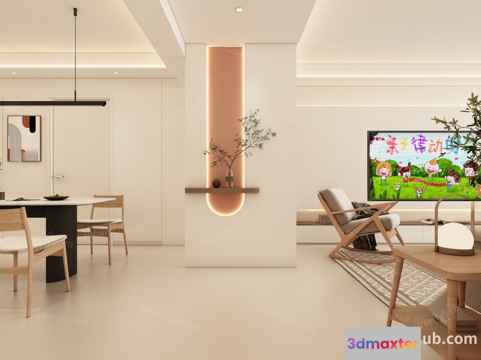 Modern Living Room 3D Model - 20291 - VRAY Render