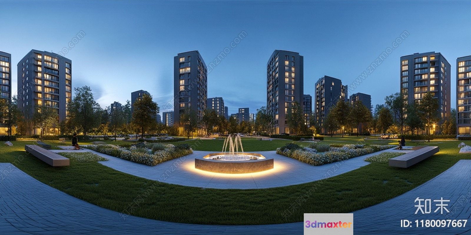 Modern City Park 3D Model - 12638 - VRAY Render