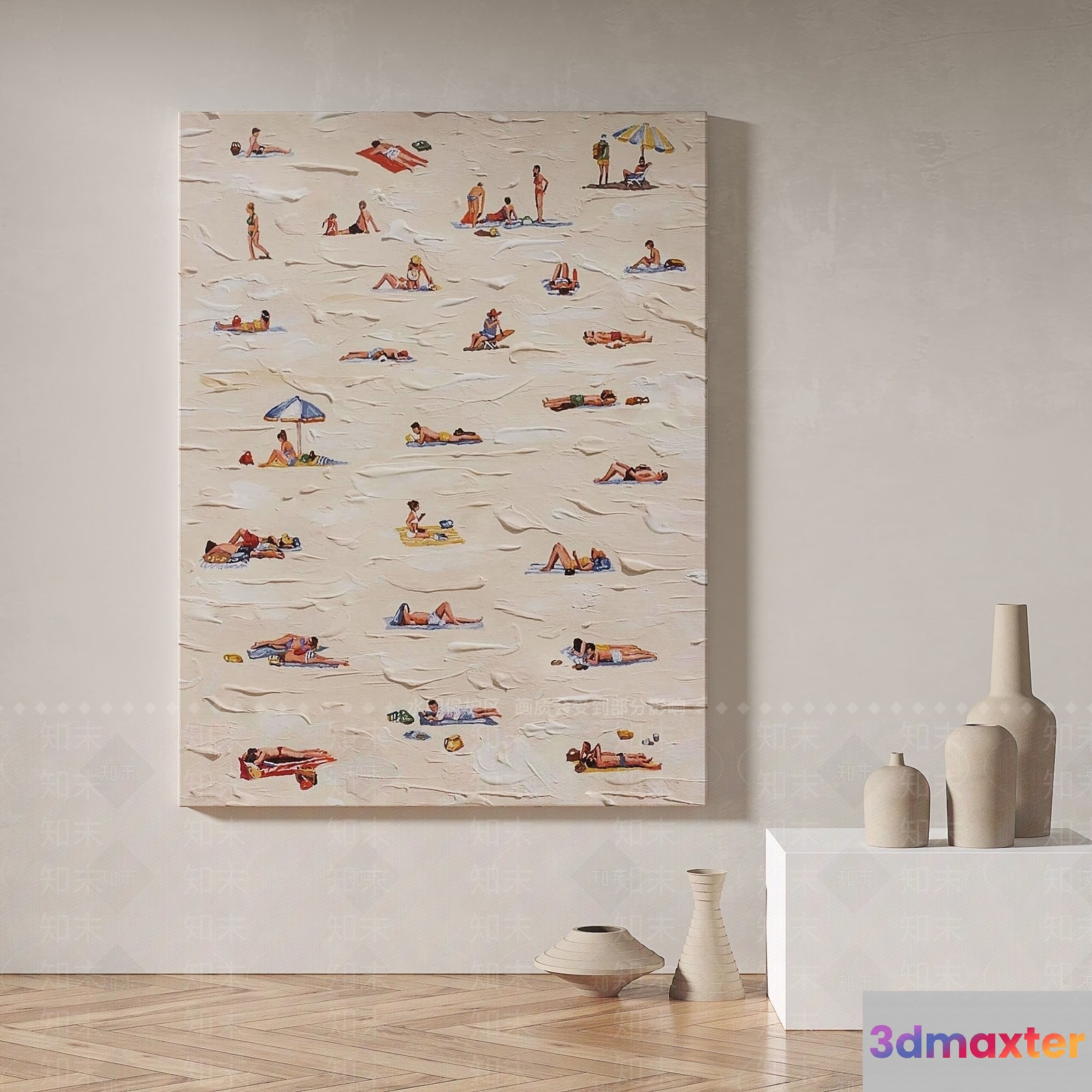 A Painting Of People On A Beach 3D Model - 9502 - VRAY Render