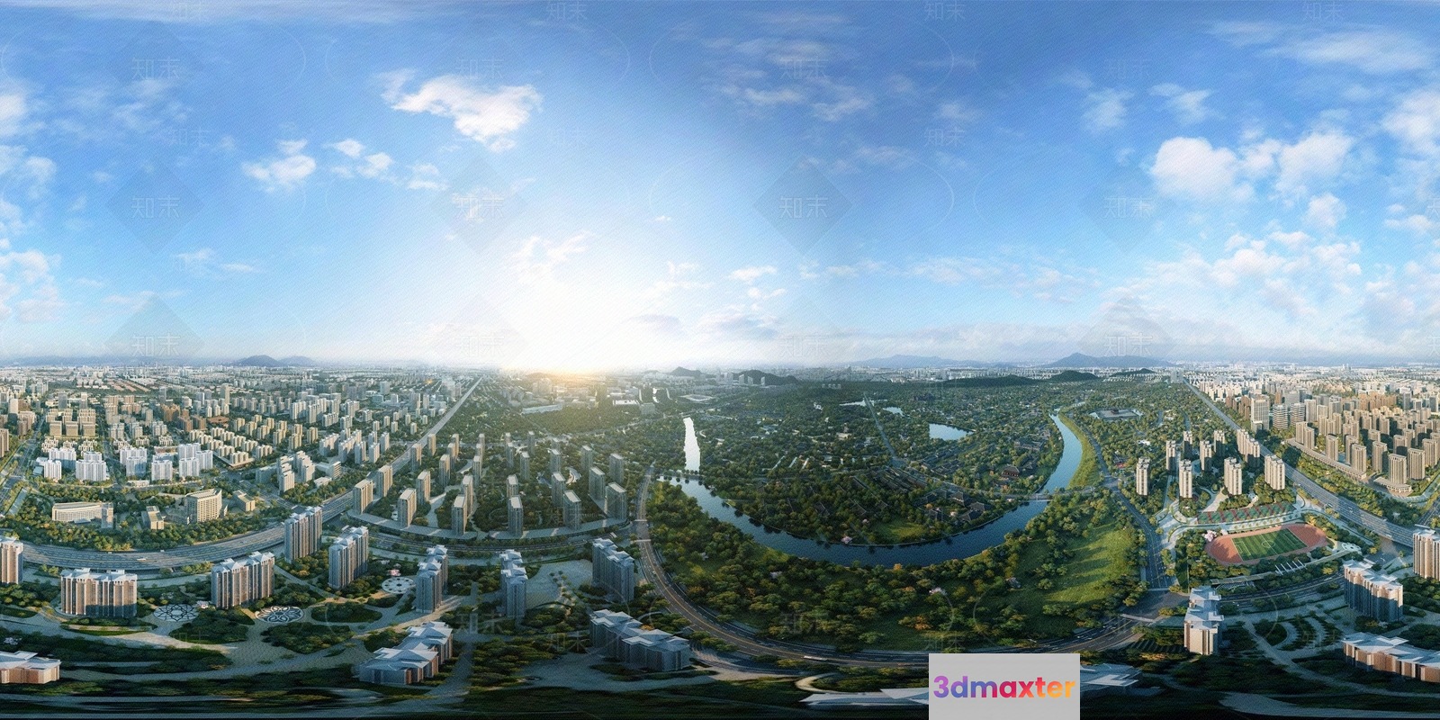 A Cityscape With Greenery 3D Model - 12891 - VRAY Render