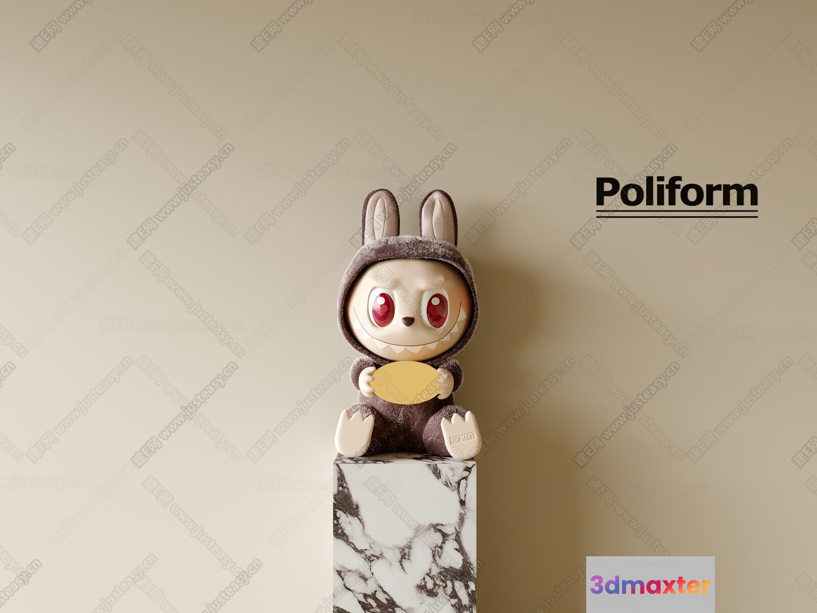 A Cartoon Rabbit Figurine 3D Model - 2171 - VRAY Render