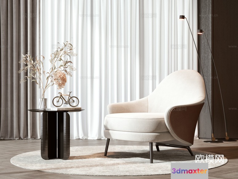 Cozy Modern Living Room 3D Model - 7090 - VRAY Render