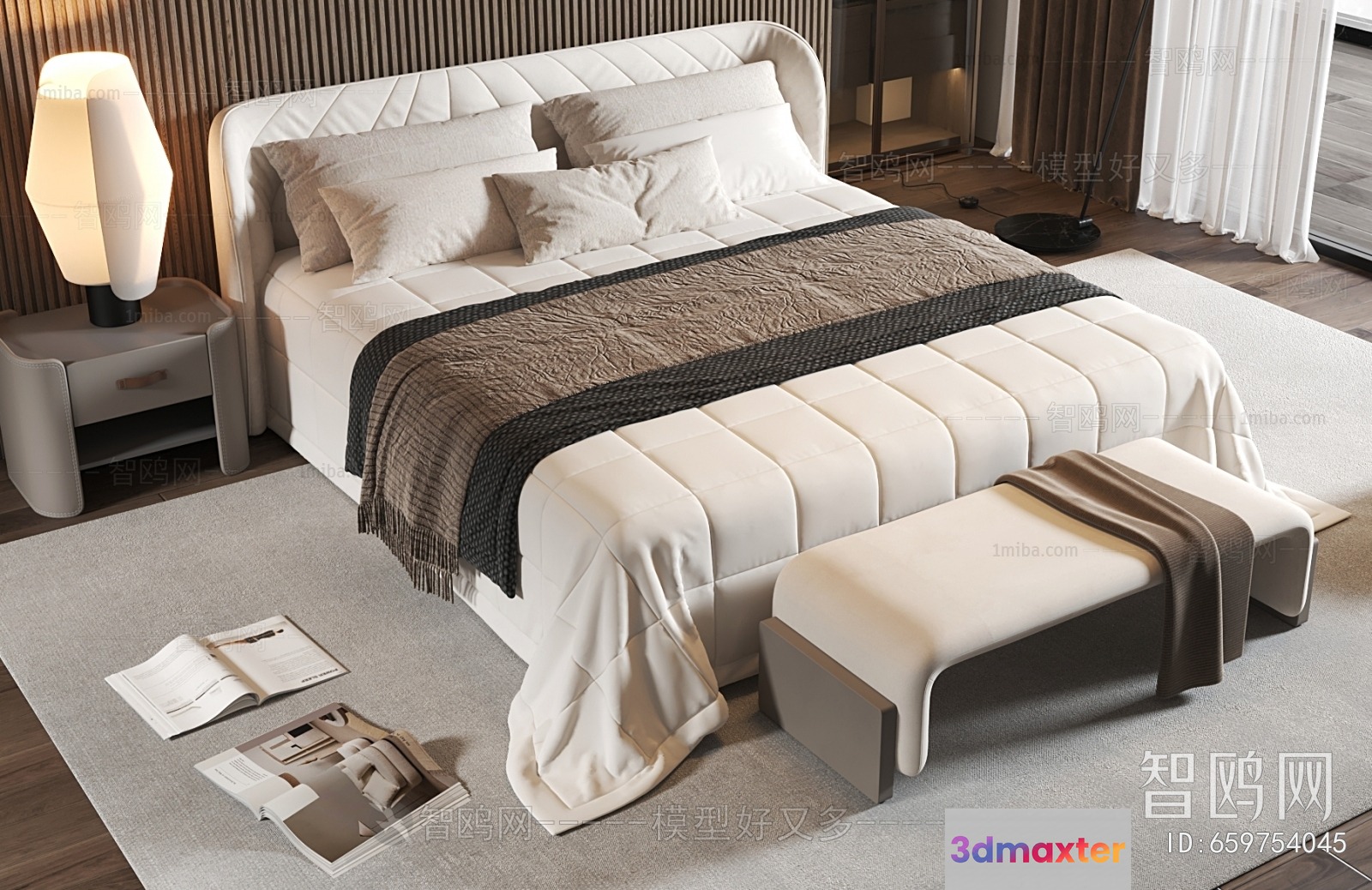 Cozy Modern Bedroom 3D Model - 5668 - VRAY Render