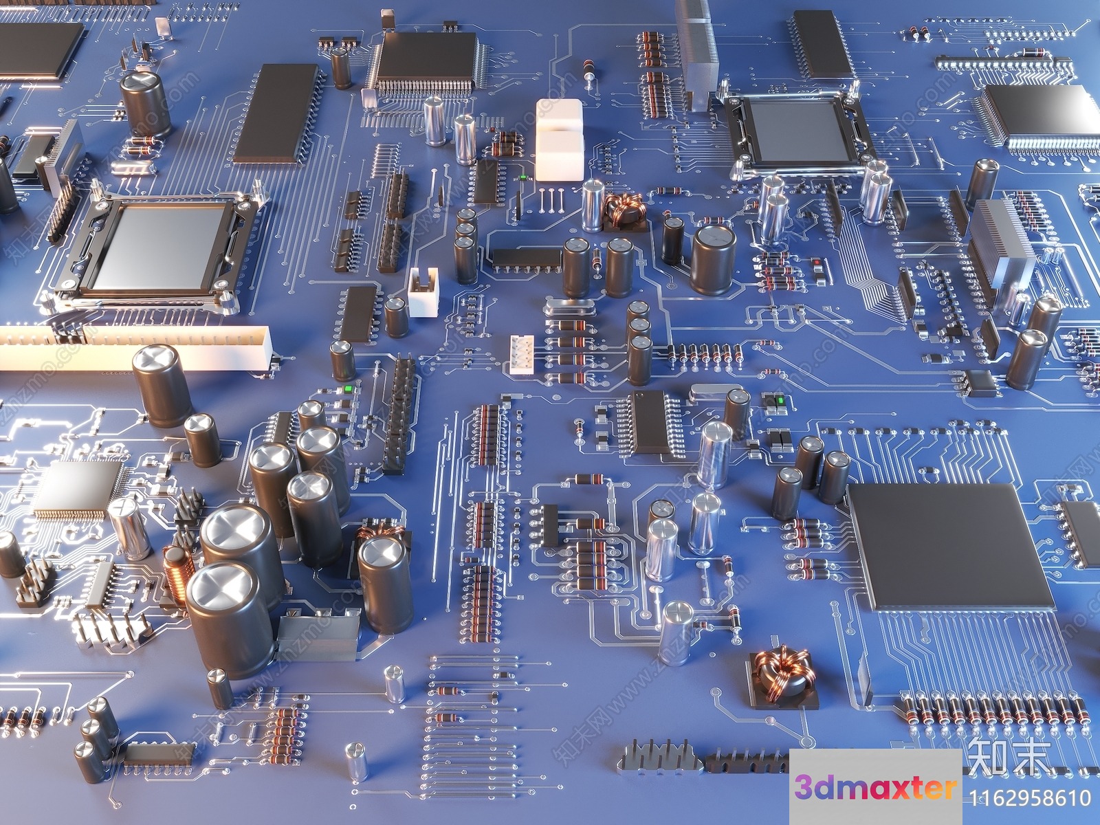 A Computer Motherboard 3D Model - 1303 - VRAY Render
