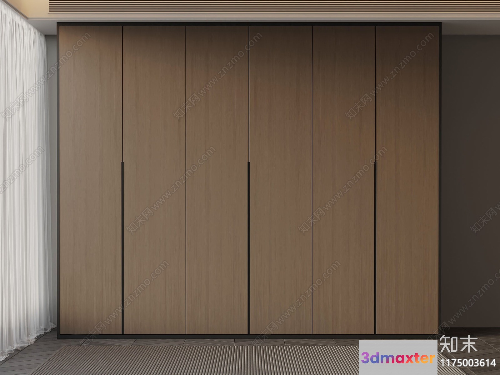 Minimalist Wooden Wardrobe 3D Model - 11730 - VRAY Render