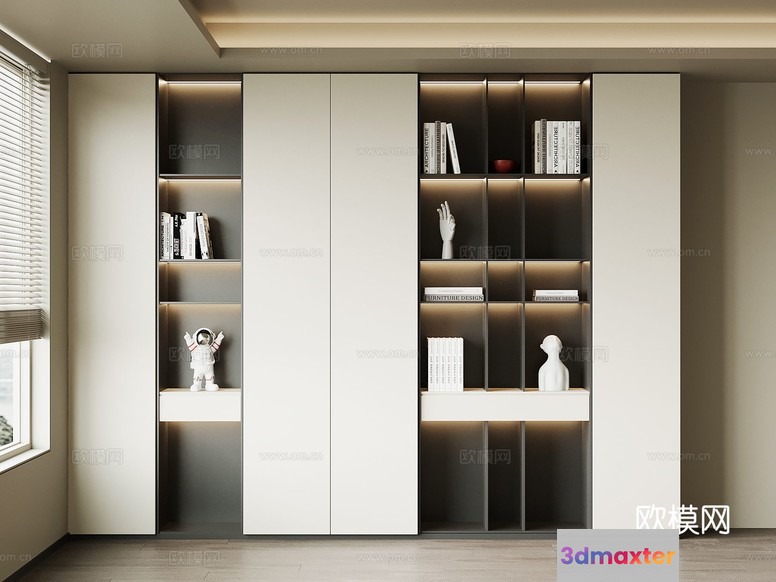Modern Bookcase 3D Model - 14352 - VRAY Render