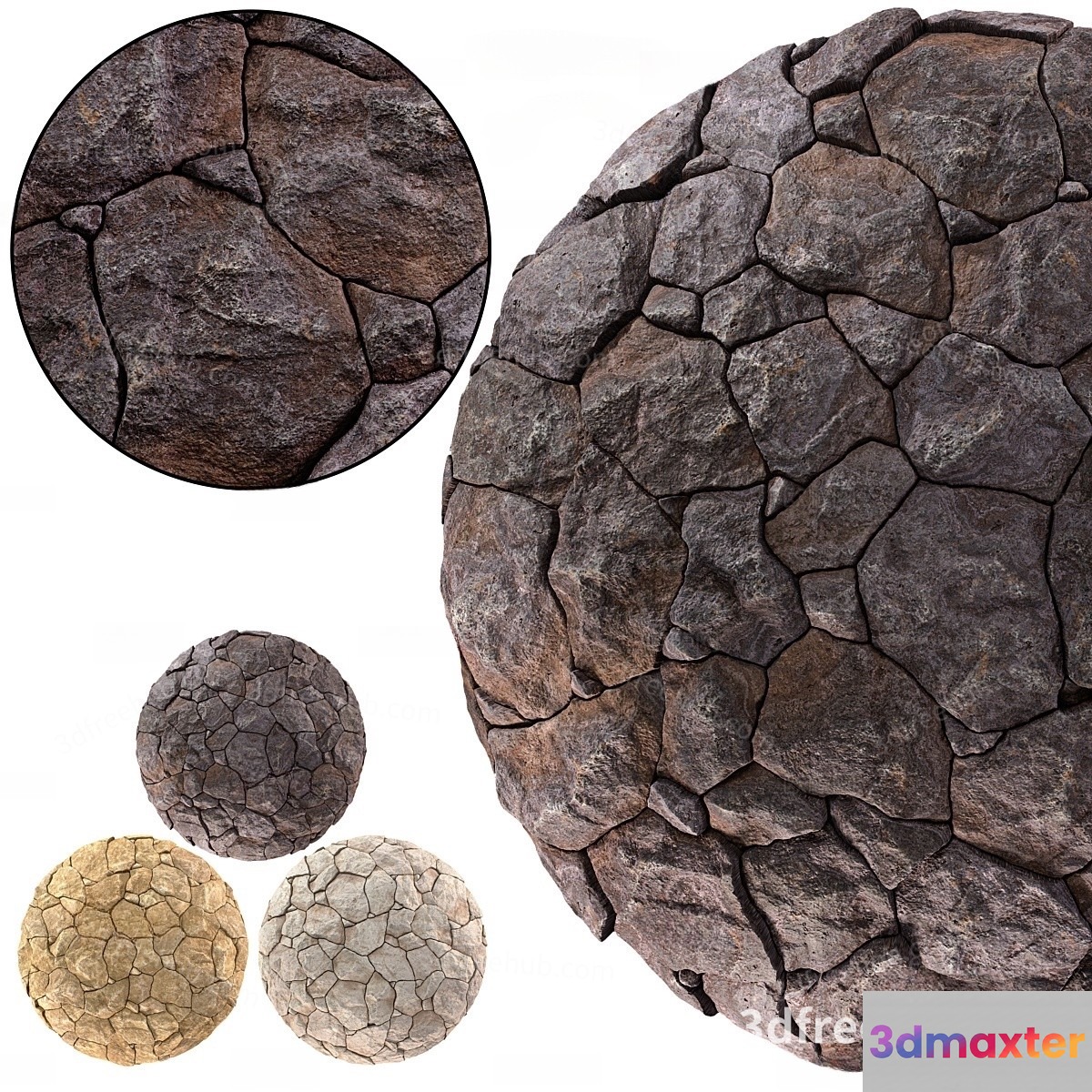 The Main Subject Is A Rock With A Cracked Texture 3D Model - 22600 - VRAY Render