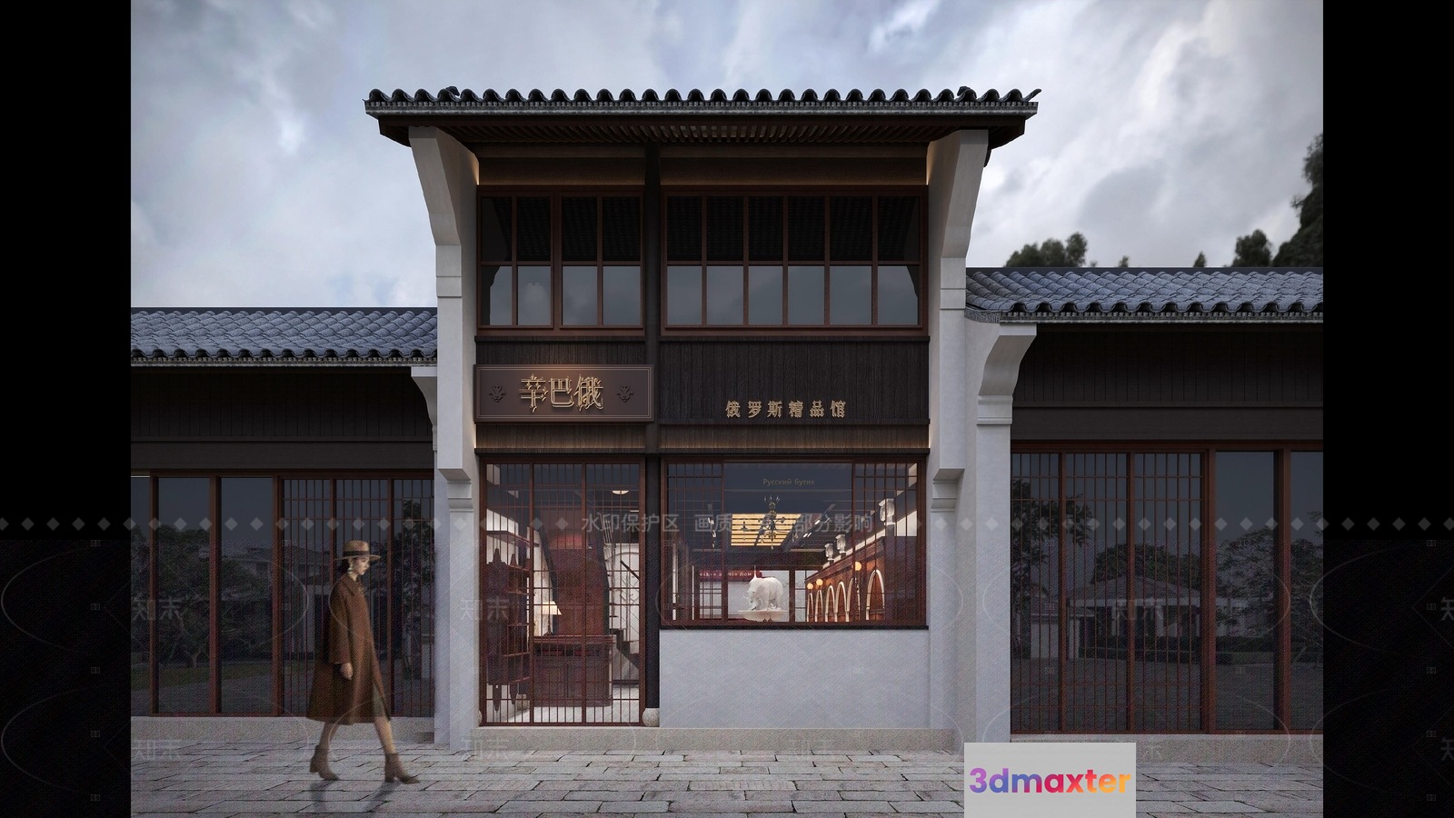 The Main Subject Is A Building With A Person Walking In Front Of It 3D Model - 23203 - VRAY Render