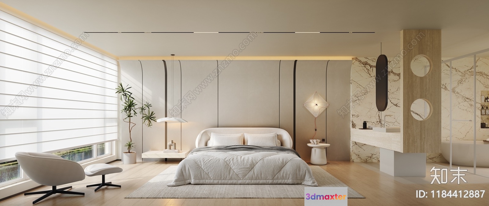 Cozy Modern Bedroom 3D Model - 15474 - VRAY Render