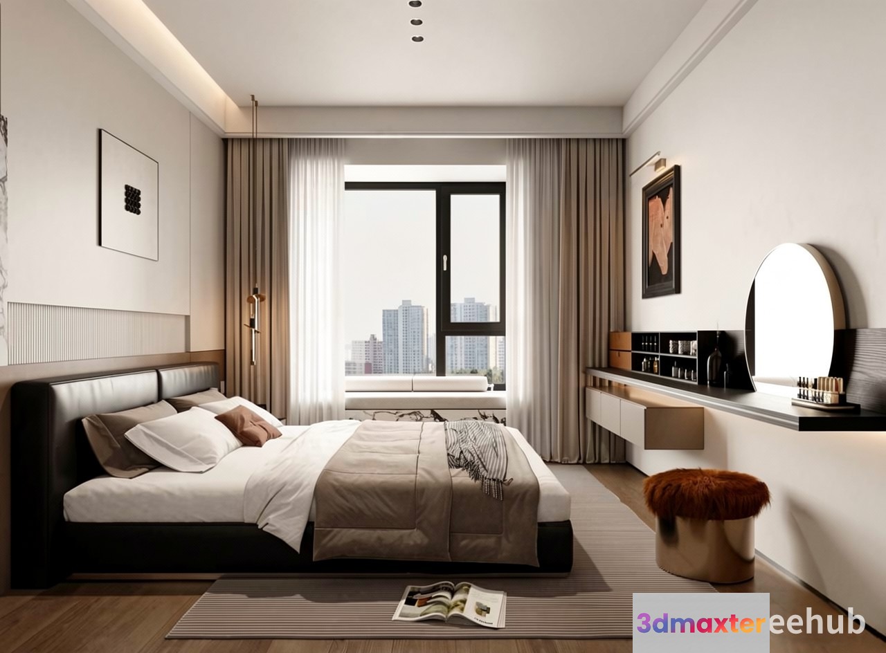 Cozy Modern Bedroom 3D Model - 22870 - VRAY Render