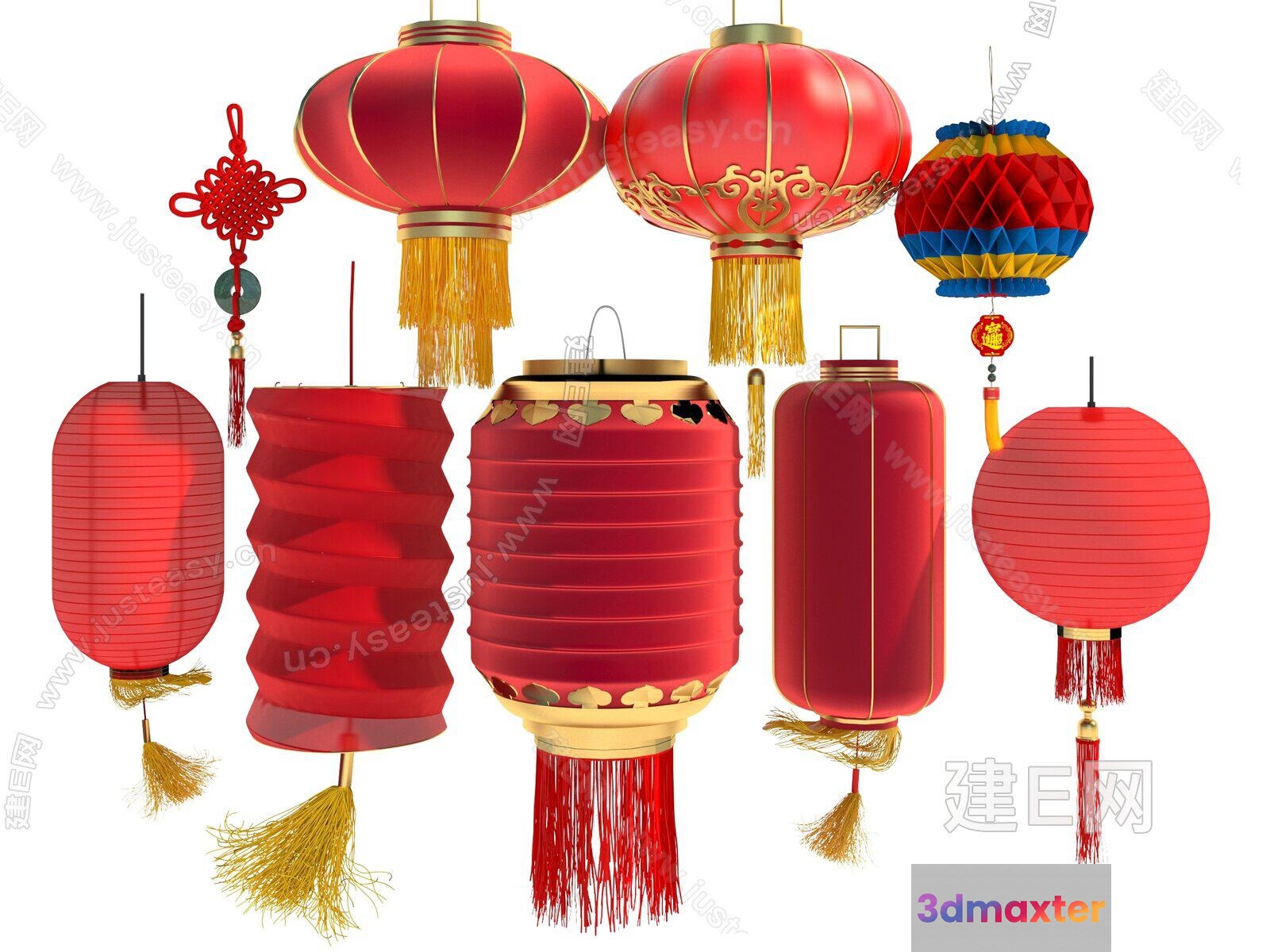 Chinese Lanterns 3D Model - 6454 - VRAY Render