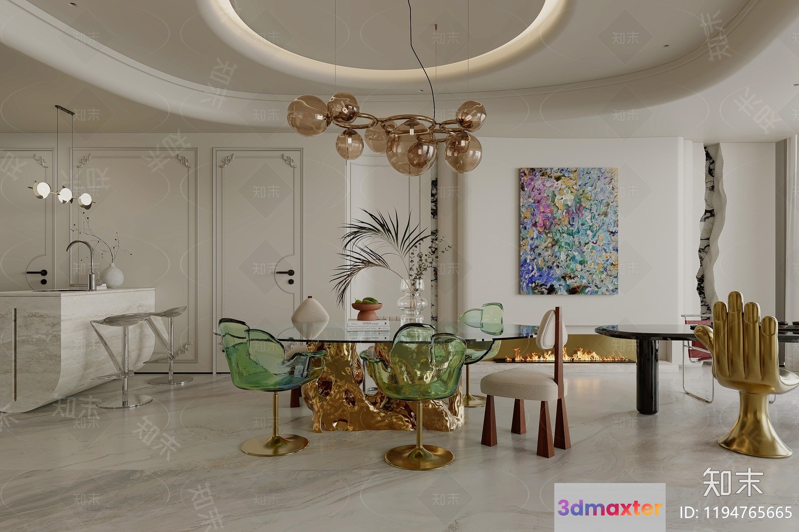 Modern Dining Room 3D Model - 635 - CORONA Render