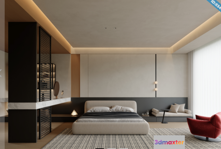 Modern Bedroom Interior 3D Model - 10213 - CORONA Render