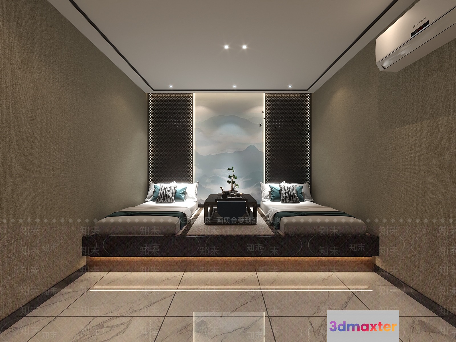 Modern Minimalist Bedroom 3D Model - 15460 - VRAY Render