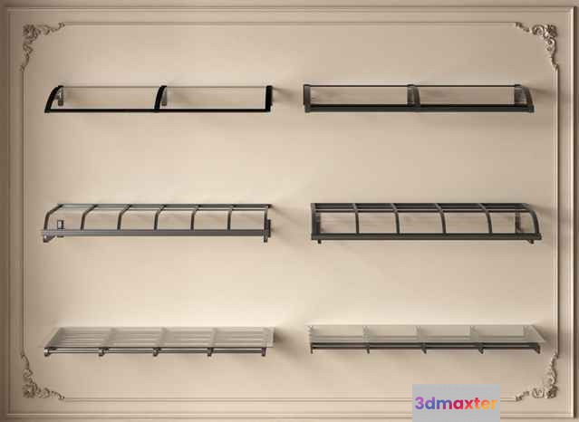 A Wall With Shelves 3D Model - 10807 - VRAY Render