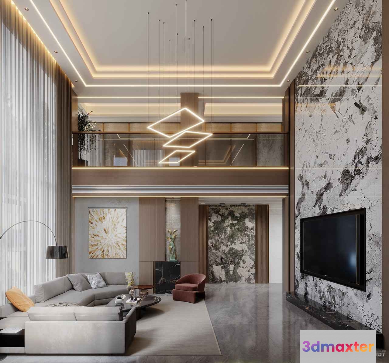 Modern Living Room 3D Model - 10460 - CORONA Render