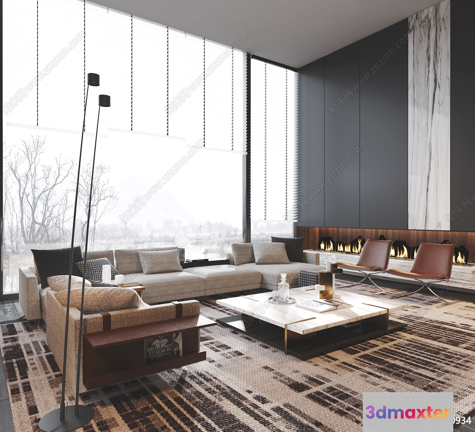 Modern Living Room 3D Model - 13591 - VRAY Render