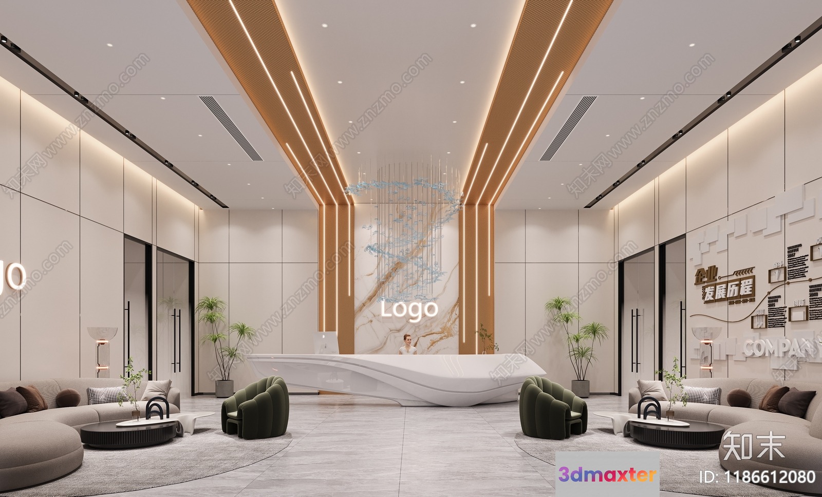Modern Reception Area 3D Model - 7386 - CORONA Render