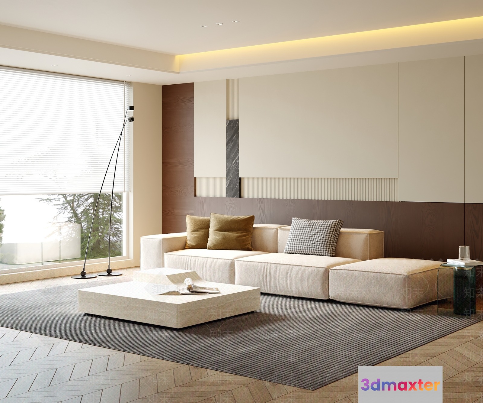 Modern Living Room 3D Model - 8695 - CORONA Render