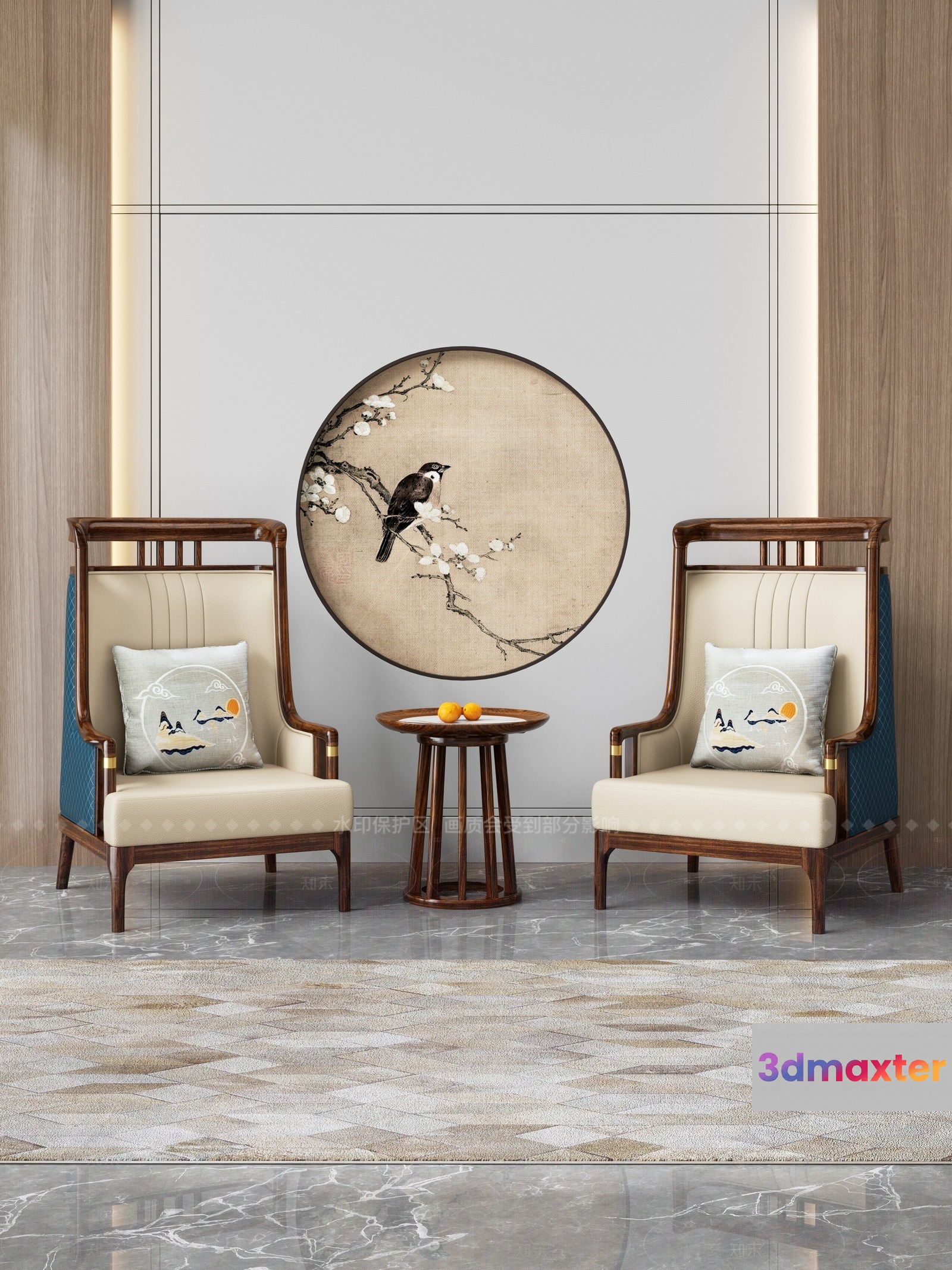 Traditional Chinese Sitting Area 3D Model - 21693 - VRAY Render