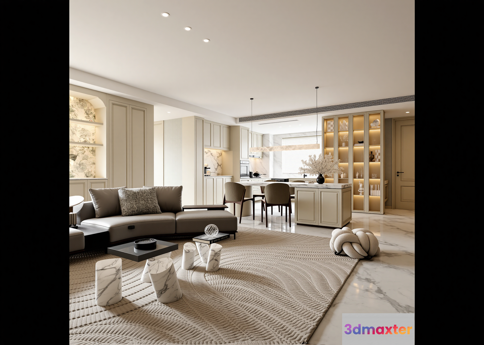 Modern Living Room 3D Model - 23464 - VRAY Render
