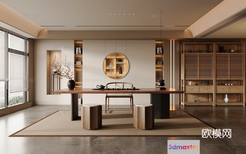 Modern Asian Dining Room 3D Model - 18229 - VRAY Render
