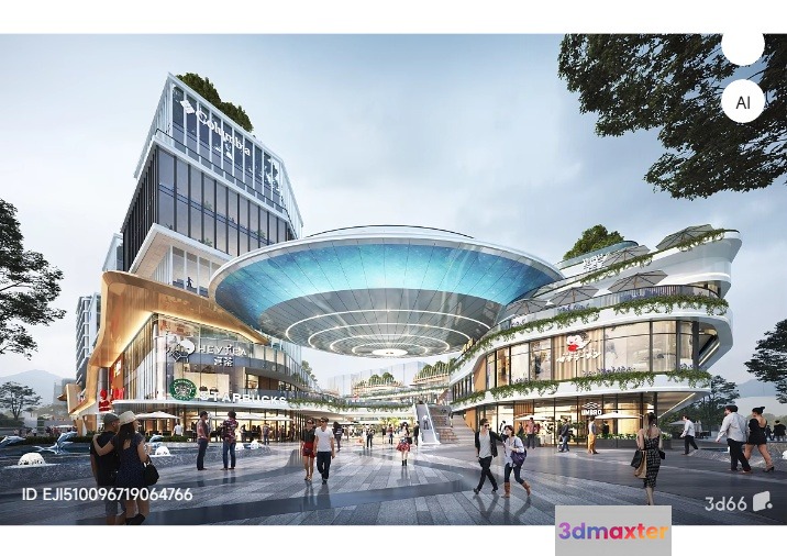 A Futuristic Shopping Mall 3D Model - 4782 - VRAY Render