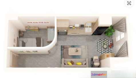 Modern Studio Apartment 3D Model - 10517 - VRAY Render