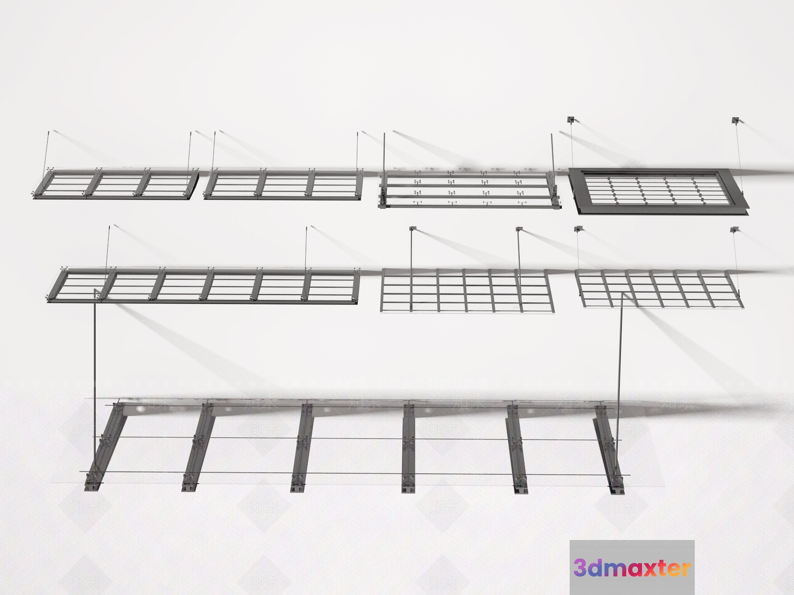 A Collection Of Metal Light Fixtures 3D Model - 14103 - VRAY Render